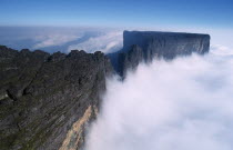 Kukenan Tepuy table-top mountain with low clouds