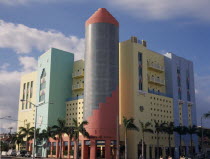 South Beach. Colourful Art Deco buildings with China Grill Restaurant