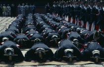 Confucian rites at Chongmyo Shrine.  Confucianism teaches reverence for the past and submissiveness to authority.  Such rites are now only still enacted in Korea.