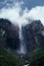 Angel Falls.  Highest waterfall in the world vaults from a tepuis or flat topped mesa.