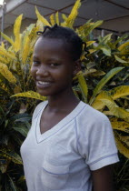Three-quarter portrait of smiling young Ibo girl