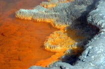 THE CHAMPAGNE POOL OF WAI O TAPU THERMAL WONDERLAND.THE SPRING IS 65 METRES IN DIAMETER AND 62 METRES DEEP.THE POOL WAS FORMED 700 YEARS AGO BY A HYDROTHERMAL ERUPTION.VARIOUS MINERALS ARE DEPOSITED A...