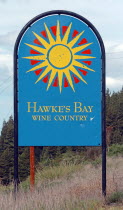 NAPIER  HAWKES BAY SIGN ON ROUTE 5 ON THE OUTSKIRTS OF NAPIER.Antipodean Oceania Five
