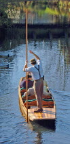 CANTERBURY  TOURISTS BEING PUNTED ALONG THE RIVER AVON IN CHRISTCHURCH.Antipodean Oceania