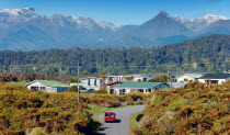 THE TOWN OF CHARLESTON ON THE WEST COAST OF NEW ZEALANDS SOUTH ISLAND LOOKING EAST TOWARDS THE PAPAROA NATIONAL PARK AND ST ARNAUD MOUNTAIN RANGE.Antipodean Oceania