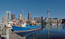 GENERAL VIEW OF AUCKLAND SKYLINE FROM THE HARBOUR DISTRICT SHOWING THE CITYS SKY TOWER ON THE RIGHT HAND SIDEAntipodean Oceania Blue
