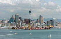 GENERAL VIEW OF AUCKLAND SKYLINE SHOWING AUCKLAND HARBOUR TAKEN FROM THE MOUNT VICTORIA RESERVE.Antipodean Oceania Gray