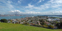 GENERAL VIEW OF AUCKLAND SKYLINE SHOWING AUCKLAND HARBOUR AND THE RESIDENTIAL DISTRICT OF DEVENPORT PICTURE TAKEN FROM THE MOUNT VICTORIA RESERVE.Antipodean Oceania