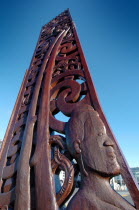 A MAORI CARVING FROM A FORMER LONG BOAT CEMENTED INTO AUCKLAND HARBOUR QUAYSIDEAntipodean Oceania