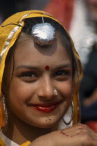 Portrait of a young girl dancer smiling at the Rural Sports Festival