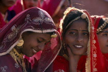 Young girl dancers smiling at the Camel Festival