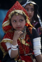 Young girl dancer wearing traditional jewellery at the Alwar Utsav Festival