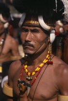 Portrait of a male tribal dancer from Nagaland at the Jaipur Heritage Festival