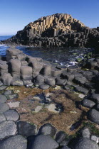 Interlocking basalt stone columns left by volcanic eruptions. View across the main and most visited section of the causeway