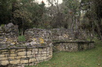 Kuelap Fortress ruins  Chachapoyas culture also known as the Cloud Forest People.  Site discovered 1843.  Remains of circular stone walls.