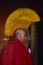 Portrait of Tibetan Yellow Hat Buddhist monk.