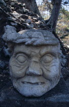Mayan Ruins  AD 250 to 900  Detail of carved stone head.