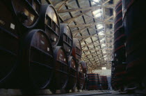 Concha y Toro winery.  Wooden fermentation and maturation barrels.