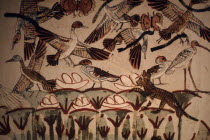 Valley of the Nobles.  Tomb of Nakht the scribe and astronomer of Tuthmosis IV.  Detail of interior wall painting depicting birds and animals.