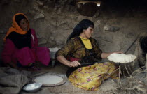 Settled Bedouin women making bread