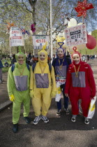 Runners dressed as the Teletubbies.