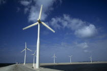 Wind power turbines.