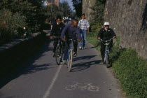 Boys on cycle path in Bristol  England