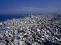 Aerial View over the city toward the coast from the Shalom Tower.