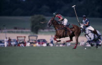 Polo match taking place at Cowdray Park in Midhurst West Sussex  England