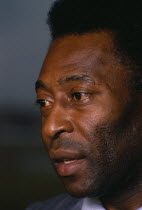 Close up portrait of Brazilian footballer Pele.