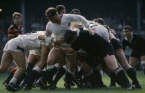 A ruck during England against New Zealand at Twickenham in the 1991 World Cup