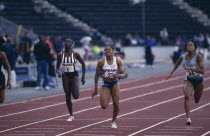Womens 100 meters with Beverly Kinch and Jackie Agyepong  at Crystal Palace  London  England.