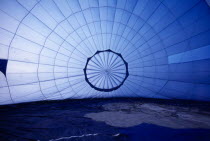 View inside an inflating hot air ballon  Headcorn  Kent.