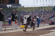 L. Nathan U S A competitor of the Heptathalon at the World Student Games in Don Valley  Sheffield  England.