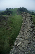 Stretch of the wall between Greenhead and Vindolanda dissapearing over the hills