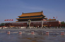 Meaning Gate of Heavenly Peace. View over the square with queues of people at the far side