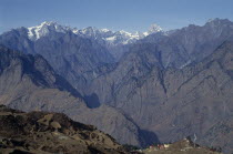 Landscape showing folds in the Himalayas.
