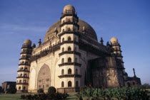 The Golgumbaz  mausoleum of Mohammed Adil Shah built in 1659.  Exterior view with corner towers and domed roof.Asia Asian Bharat History Inde Indian Intiya Religion Religious