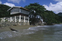 Jemmas Kitchen Restaurant exterior overlooking beach.Beaches Caribbean Resort Sand Sandy Seaside Shore Tobagan Tourism West Indies