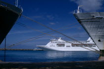Cruise ship in harbour.Barbadian West Indies