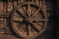 Sun Temple.  Gigantic carved stone wheel.Asia Asian Bharat Inde Indian Intiya Religion Religious