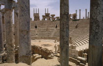 The Roman amphitheatre seen from the stage area through columns