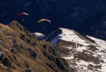 Two parasailers on Schilthorn mountain Switzerland2 Schweiz Suisse Svizzera Swiss Western Europe