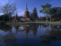 Sukhothai Historical Park. Wat Sra Sri on island with reflections on waterAsian History Prathet Thai Raja Anachakra Thai Scenic Siam Southeast Asia