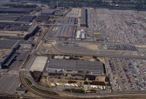 Aerial view over Renault factory.