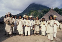 Group of Kogi Mamas or Holy Men signatories with documentary filmmaker Alan Ereira in the background.