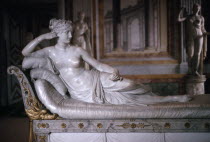 Museo Borghese. Sculpture of reclining Venus by Antonio Canova 1805 which used Pauline Borghese  the sister of Napoleon as a model and was considered shocking at the time