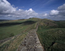 View along stretch of ruined wall at Cawfields