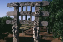 Southern Gateway of the Great Stupa carved with scenes from the life of Buddha and events from Ashokas life as a Buddhist.