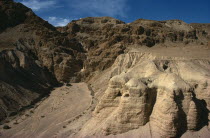 View of eroded rock canyon where the Dead Sea scrolls were found